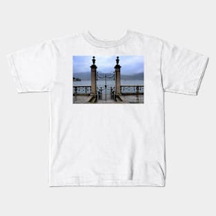 A romantic gate on the lake Kids T-Shirt